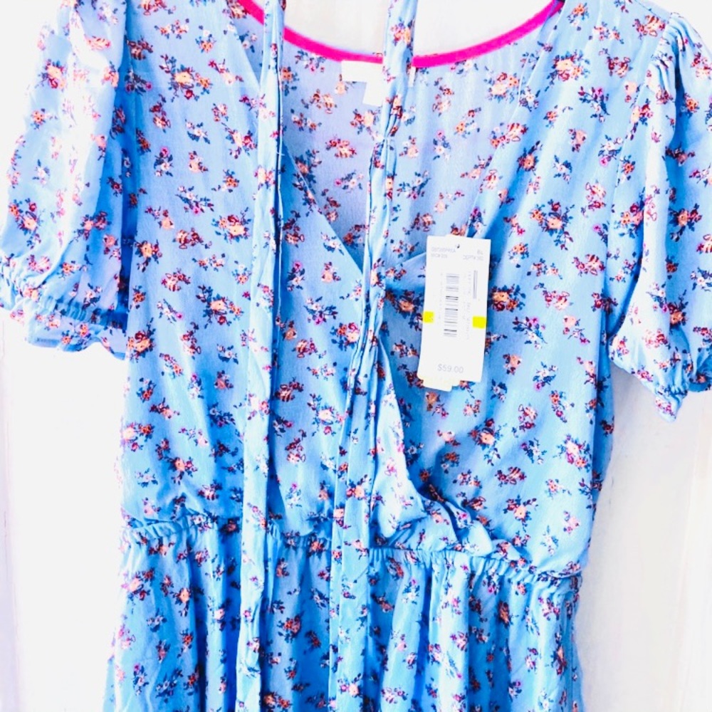 NWT GB Floral Lavender Wrap Puff Sleeve Sun Dress - Picture 4 of 5